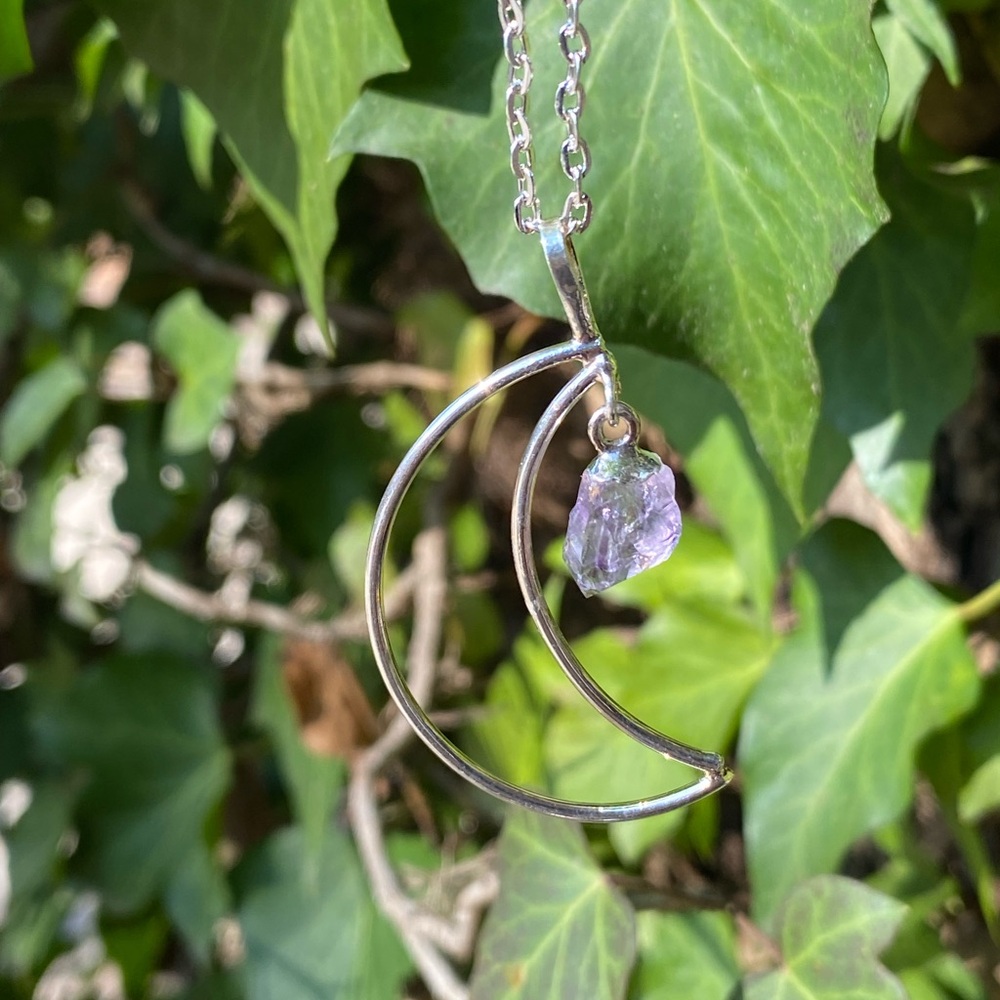 Amethyst Moon-Drop Pendant Necklace